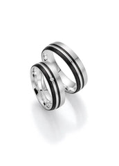 Bayer Trauringe Loving You - Silber Carbon Eheringe