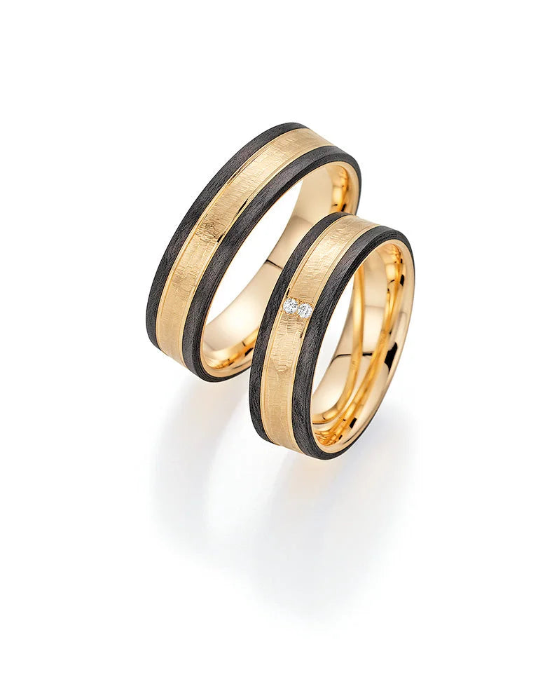 Bayer Trauringe Wonder - Gold Carbon Eheringe