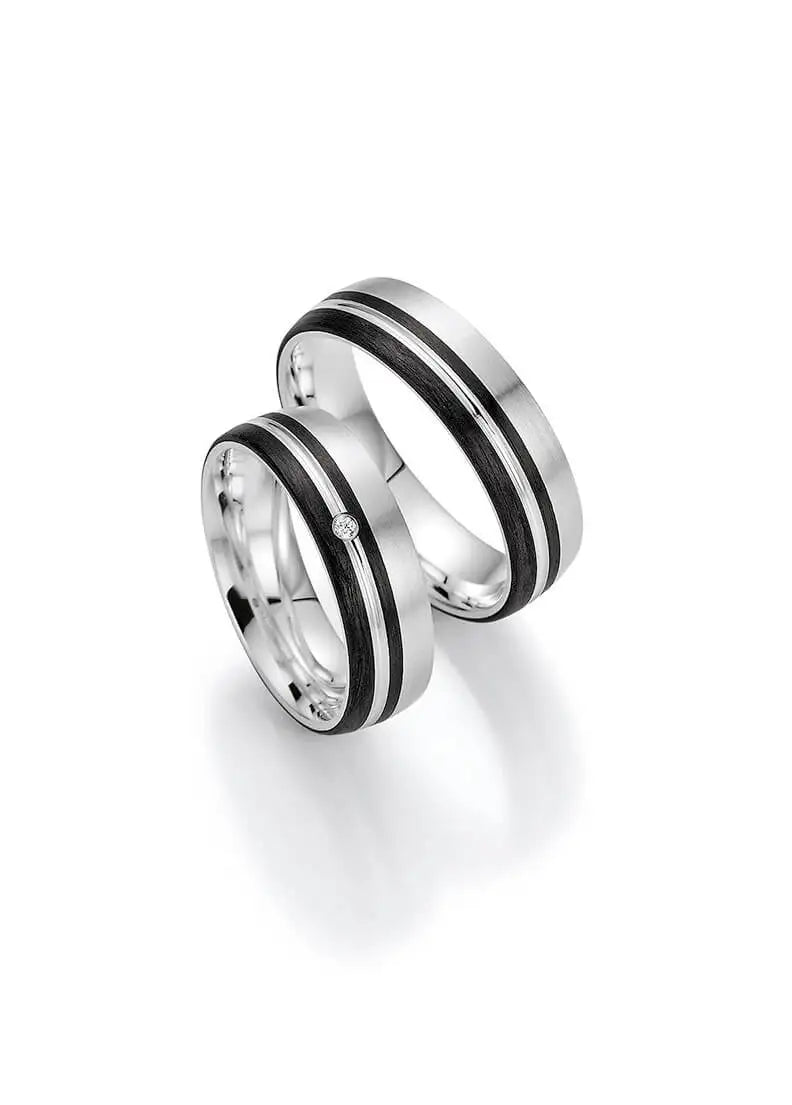 Bayer Trauringe Loving You - Silber Carbon Eheringe
