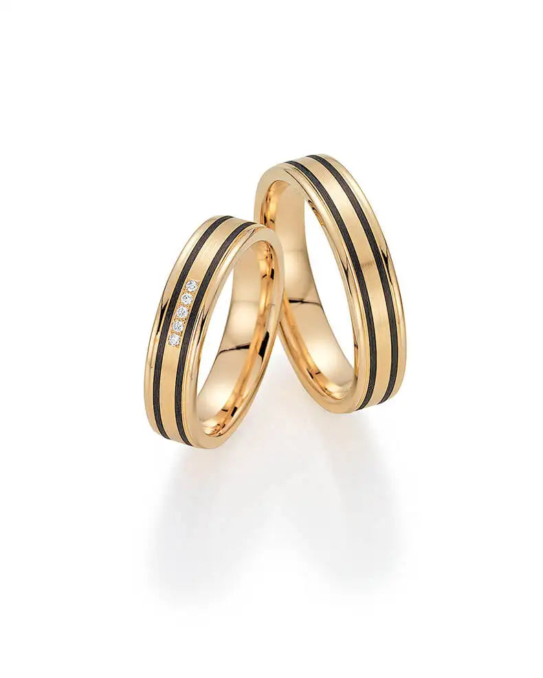 Bayer Trauringe Happiness - Gold Carbon Eheringe